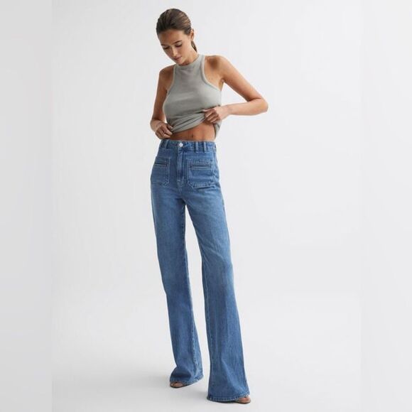 Reiss Denim Women's Isabel Wide Leg Jetted Back Pockets Jeans  |  Size: 29 - Picture 1 of 16